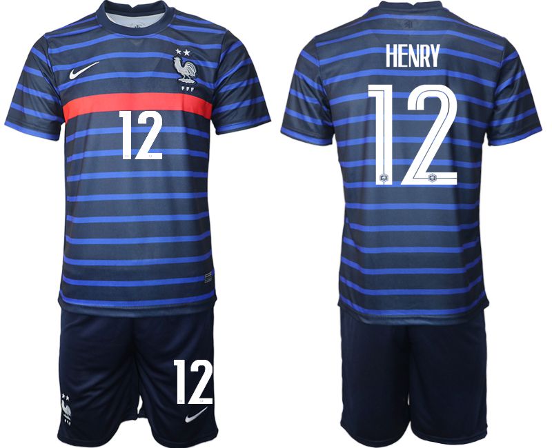 Men 2020-2021 European Cup France home blue #12 Soccer Jersey